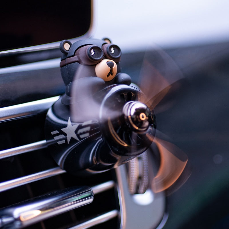72KM Auto Lufterfrischer Bär Pilot rotierender Propeller Duft magnetisches Auto Zubehör Innenraum Parfüm